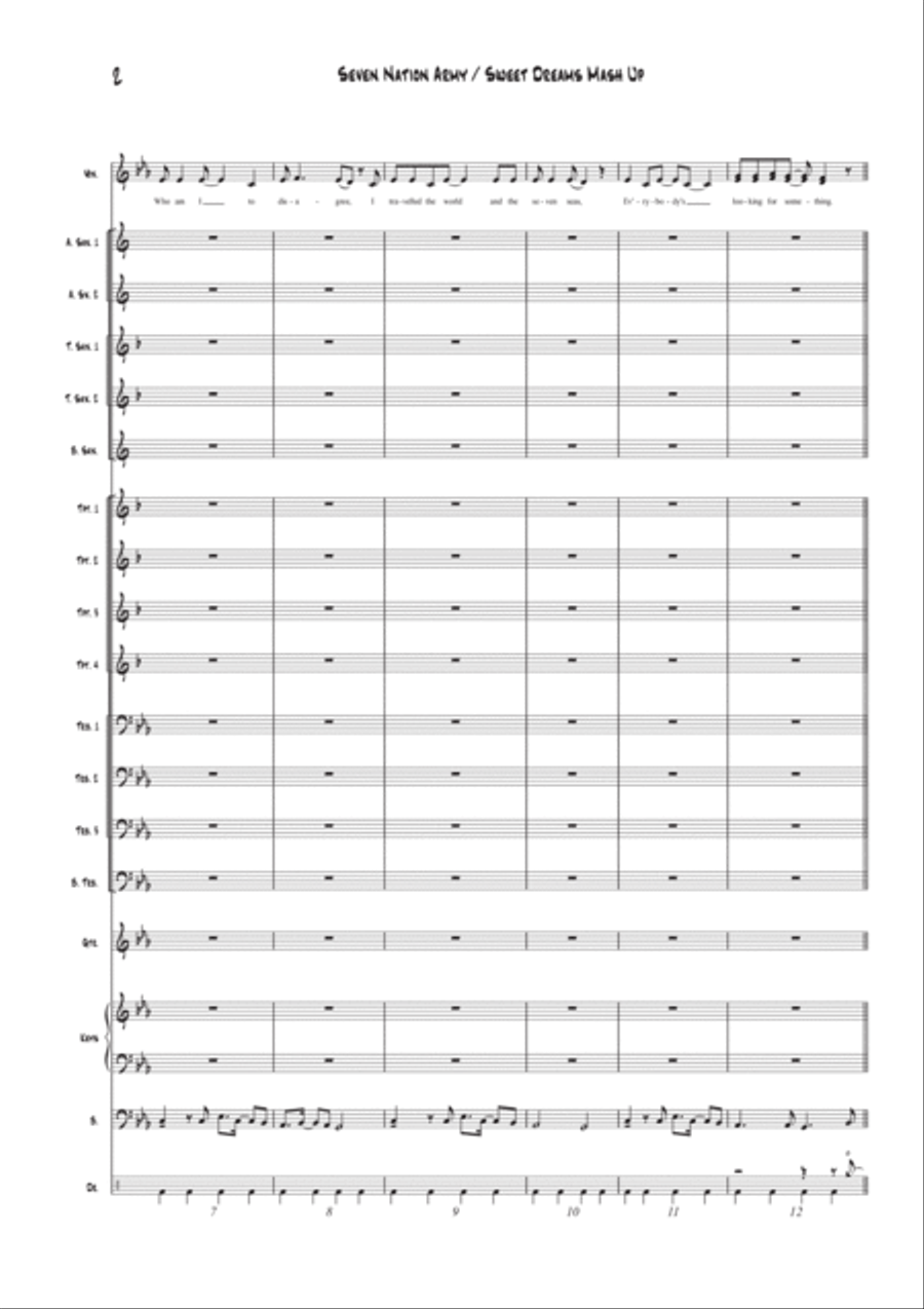 Seven Nation Army / Sweet Dreams Mash Up Jazz Ensemble scores gallery preview page 2