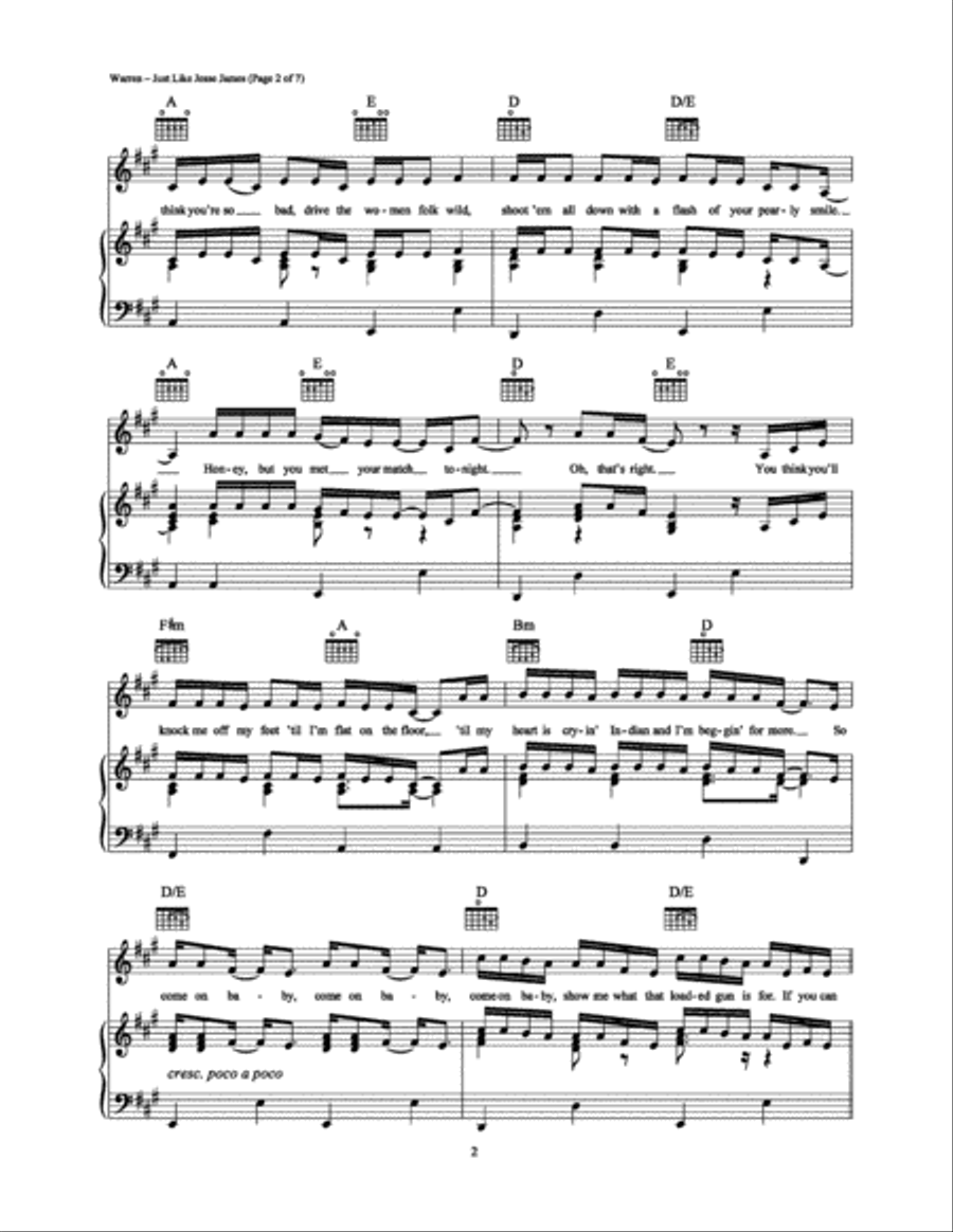 Just Like Jesse James Just Like Jesse James Piano, Vocal, Guitar scores gallery preview page 2