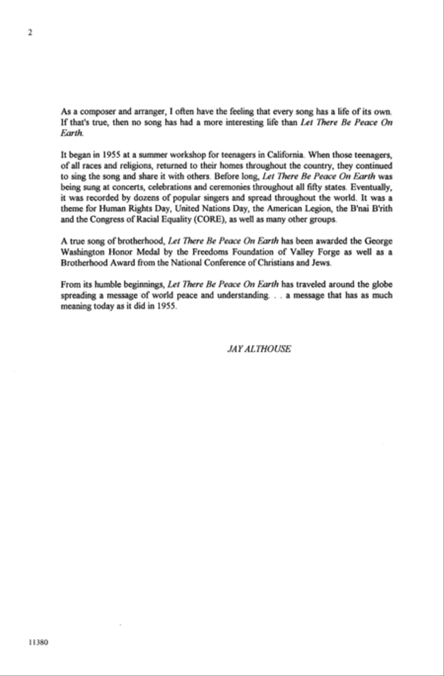Let There Be Peace on Earth Choir scores gallery preview page 1