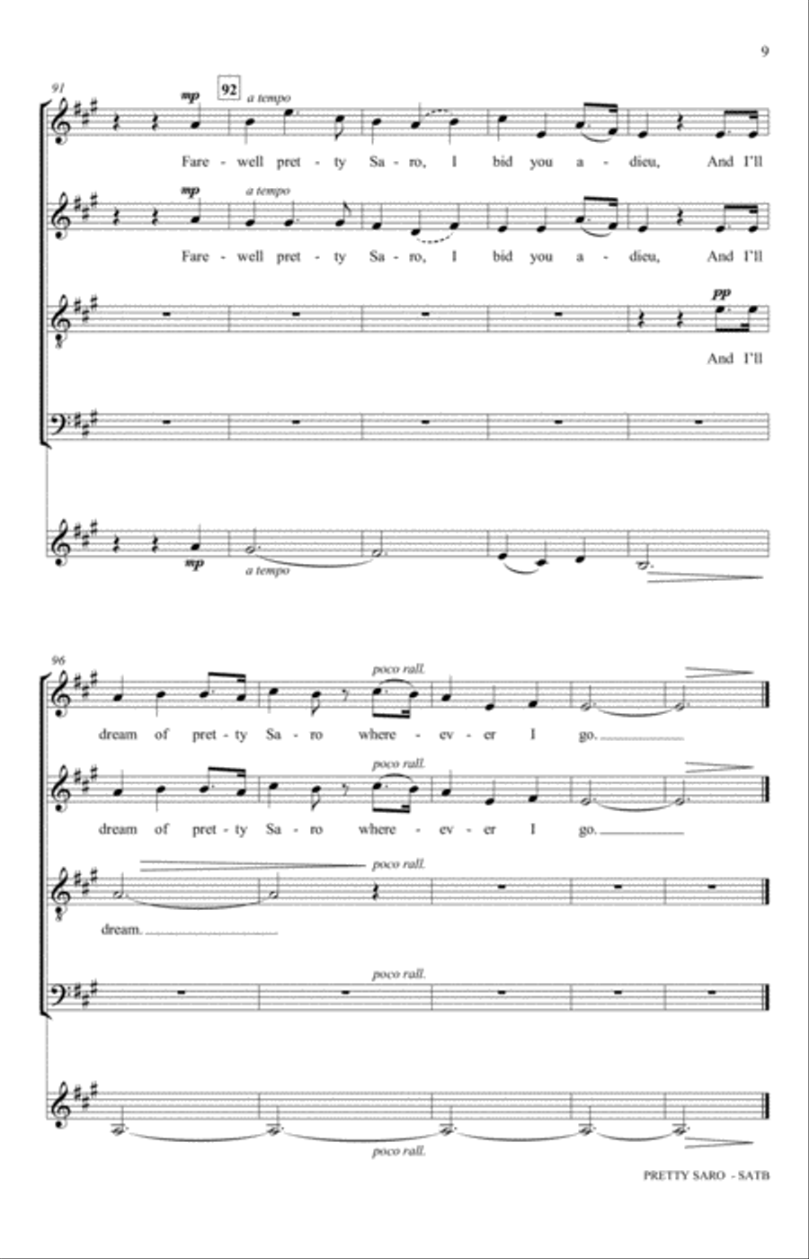 Pretty Saro (No. 2 from Appalachian Stories) 4-Part scores gallery preview page 9