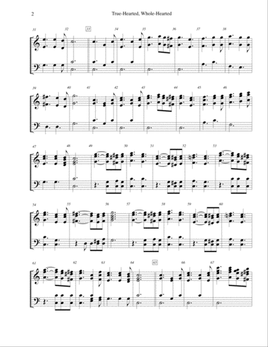 True-Hearted, Whole-Hearted - for 3-octave handbell choir 3-Octaves scores gallery preview page 2
