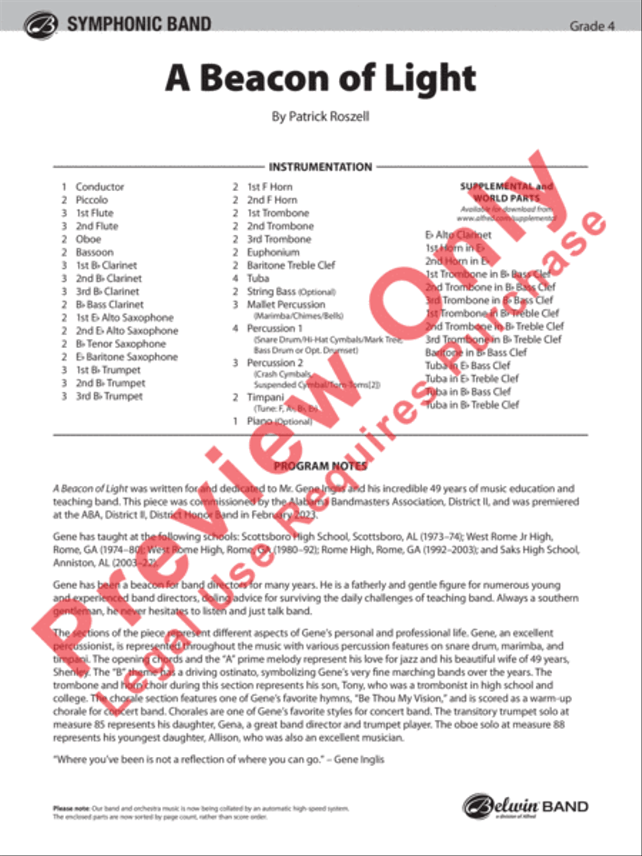 A Beacon of Light A Beacon of Light Concert Band scores gallery preview page 2