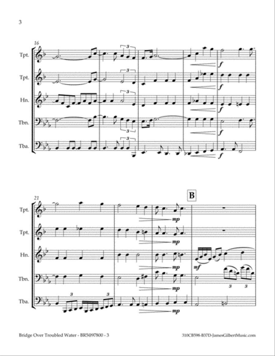 Bridge Over Troubled Water Brass Ensemble scores gallery preview page 6