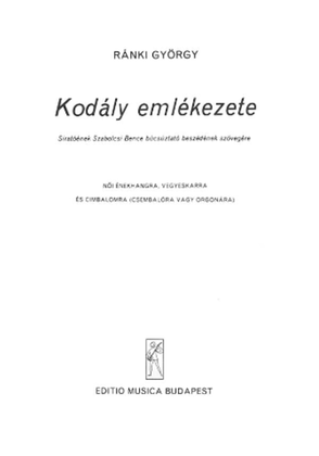 Book cover for In Memoriam ZoltAn KodAly