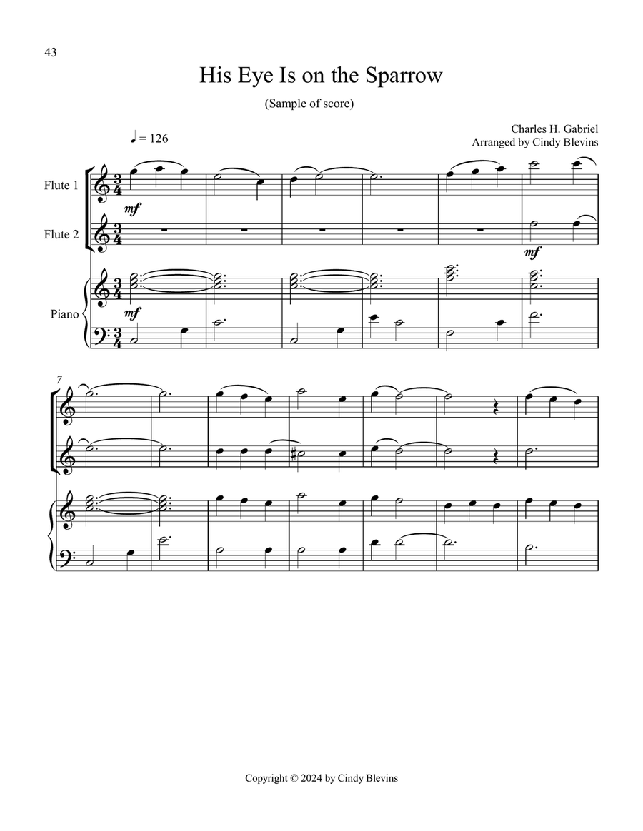 12 Favorite Hymns, Book 2, Two Flutes and Piano Flute Duet scores gallery preview page 2