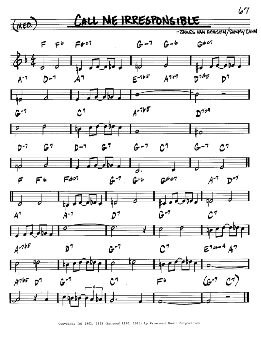 Call Me Irresponsible Call Me Irresponsible Piano scores gallery preview page 1