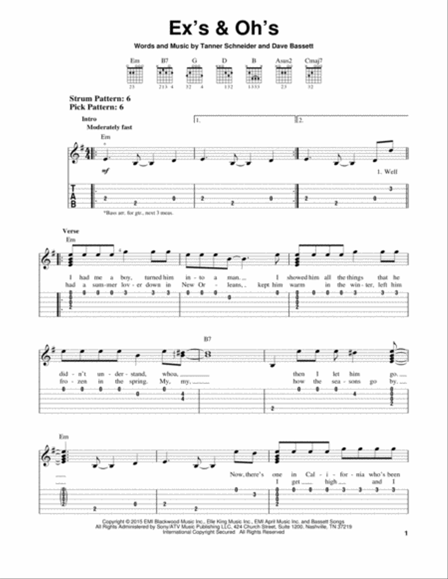 Ex's & Oh's Ex's & Oh's Acoustic Guitar scores gallery preview page 1
