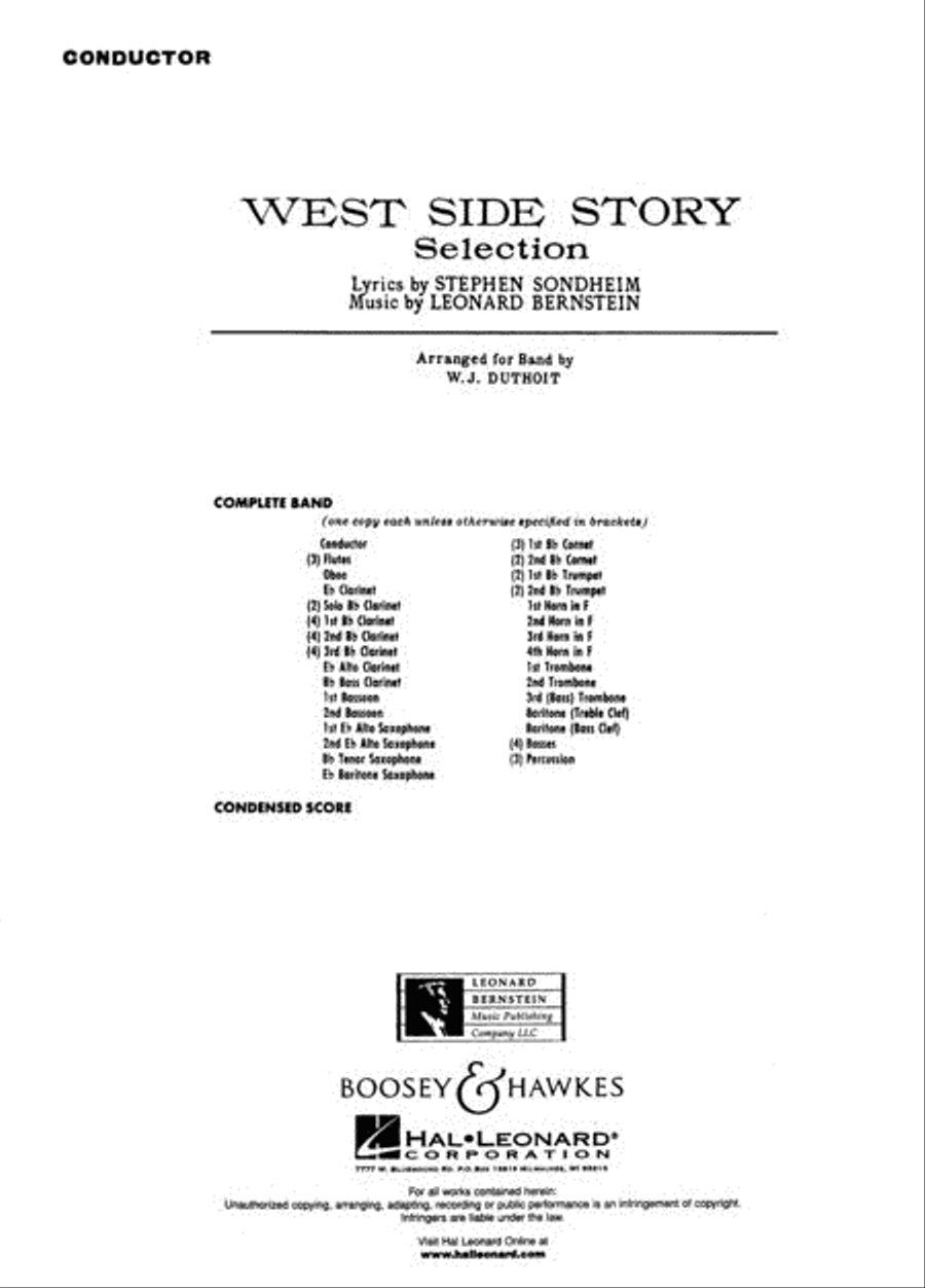 West Side Story – Selections for Band Concert Band scores gallery preview page 2
