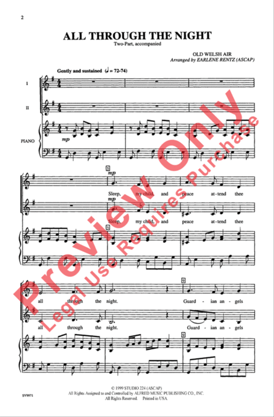 All Through the Night 2-Part scores gallery preview page 2