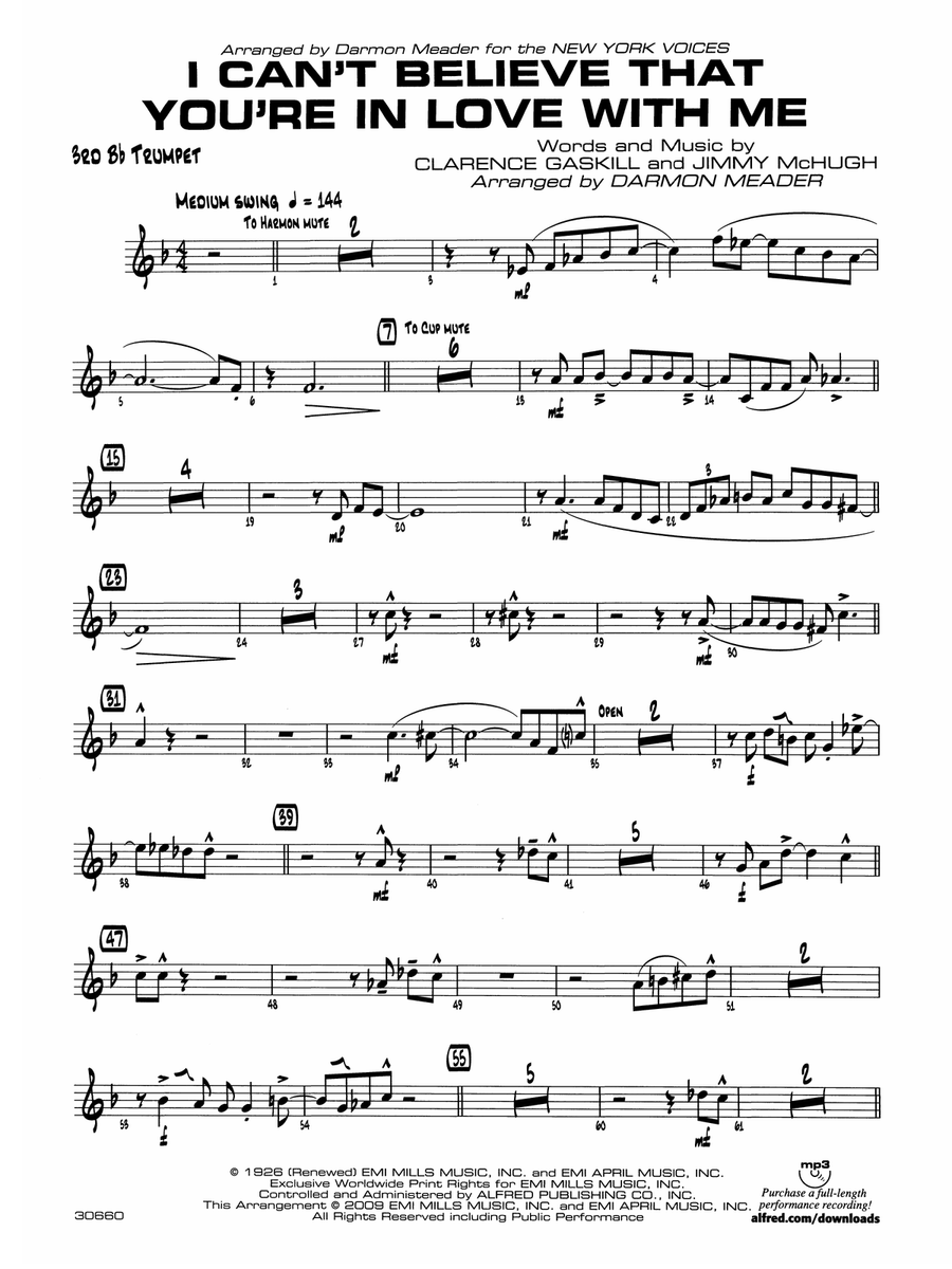 I Can't Believe That You're in Love with Me: 3rd B-flat Trumpet