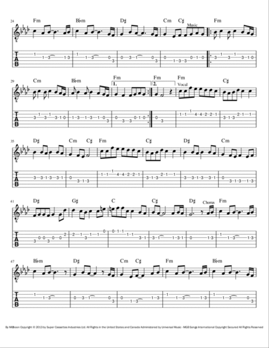 Tum Hi Ho Electric Guitar scores gallery preview page 2