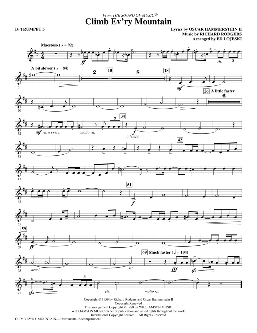Climb Ev'ry Mountain - Trumpet 3 Choir scores gallery preview page 1