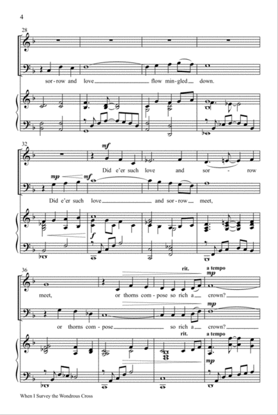 When I Survey the Wondrous Cross 4-Part scores gallery preview page 4