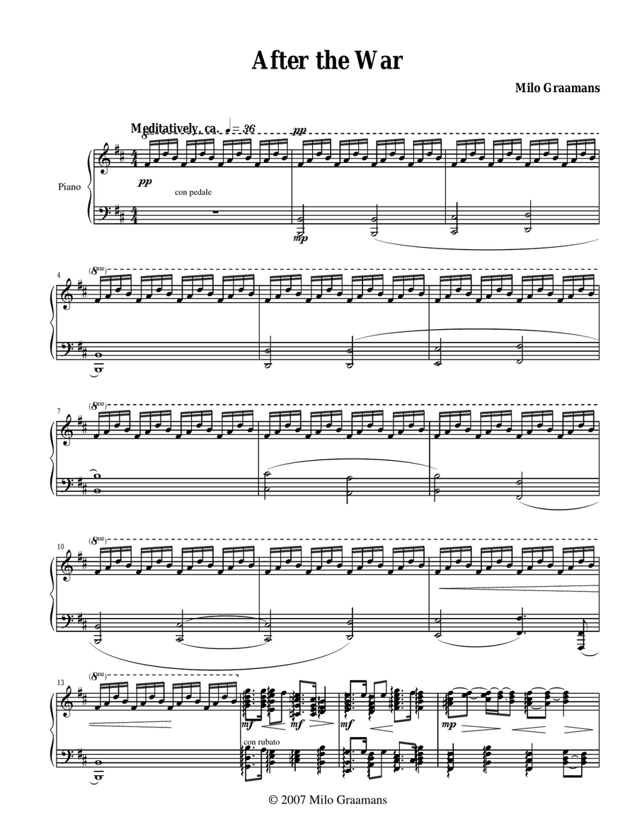 After the War Piano Solo scores gallery preview page 1