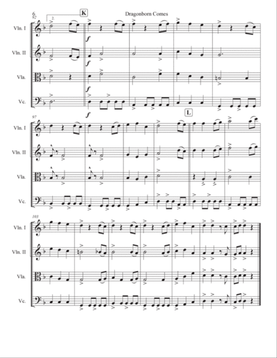 Dragonborn Comes String Quartet scores gallery preview page 6
