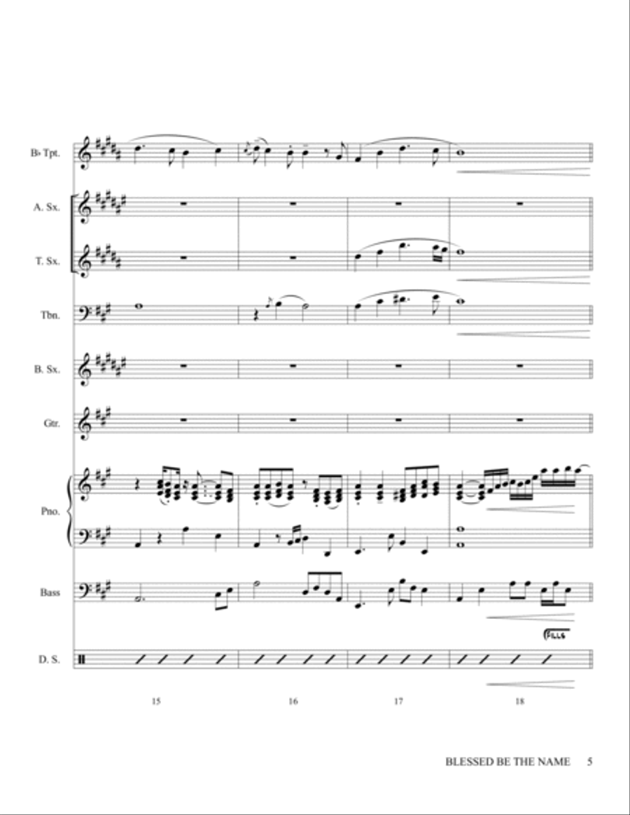 Blessed be The Name for Small/Medium Ensembles Jazz Ensemble scores gallery preview page 6