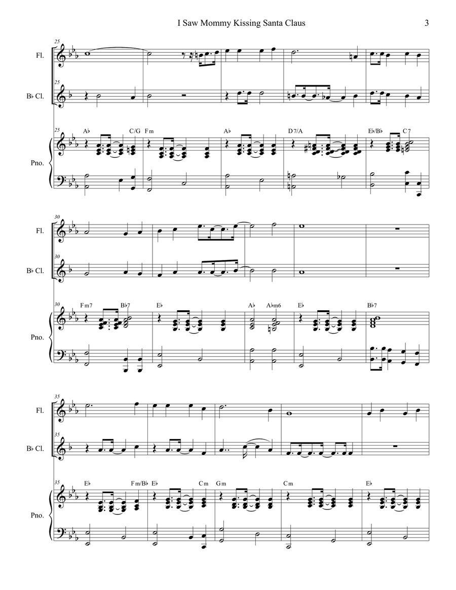 I Saw Mommy Kissing Santa Claus Woodwind Duet scores gallery preview page 3