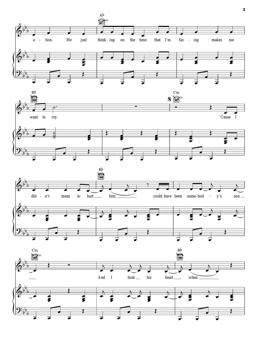 Man Down Piano, Vocal, Guitar scores gallery preview page 3
