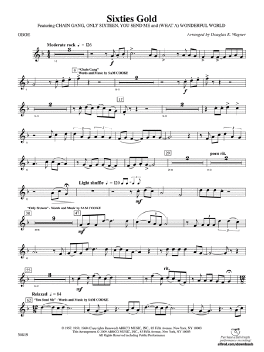 Sixties Gold: Oboe Concert Band scores gallery preview page 1