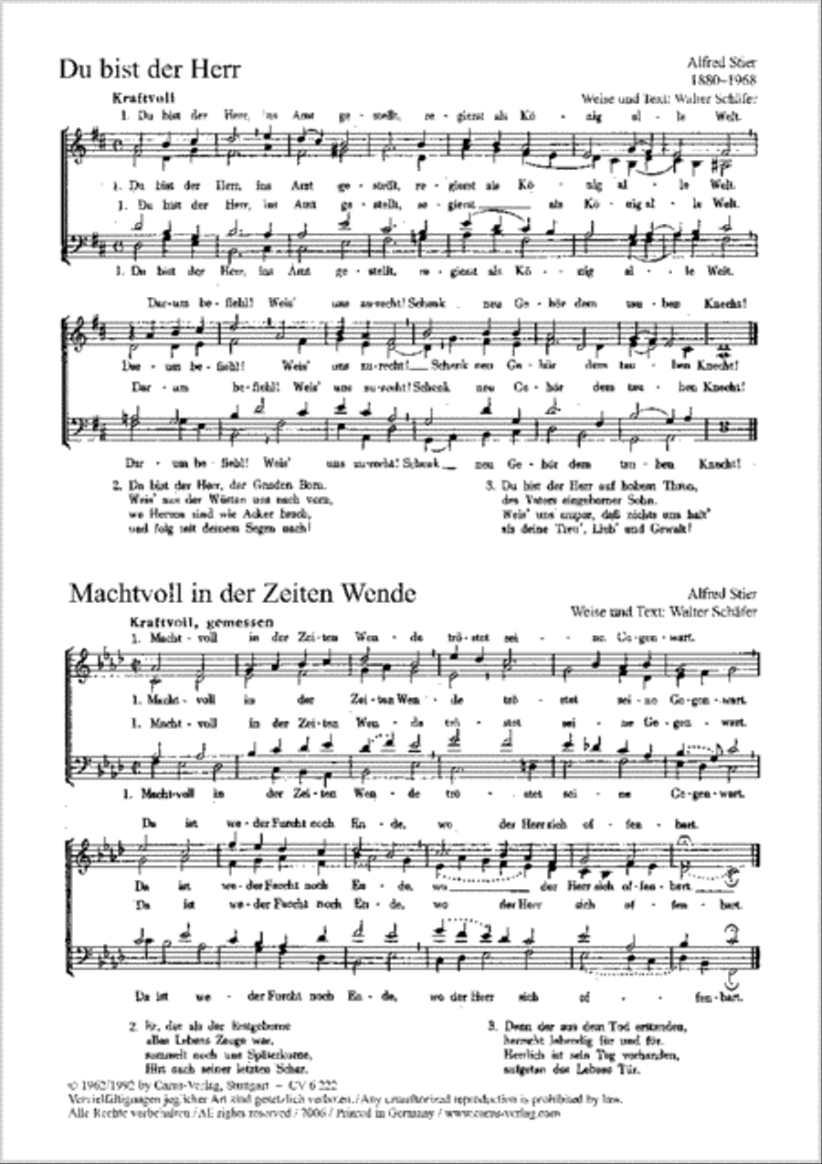 Du bist der Herr; Machtvoll in der Zeiten Wende; O Abgrund, Not; Werft fort den Stein Voice scores gallery preview page 1