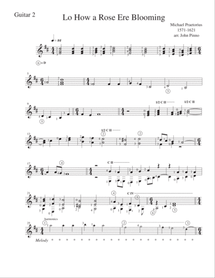 Lo, How a Rose Ere Blooming for Classical Guitar Quartet Guitar Ensemble scores gallery preview page 3