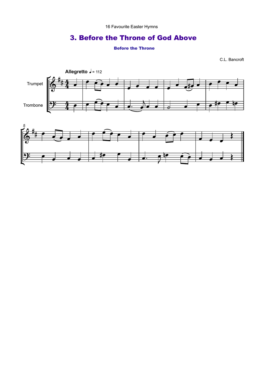 16 Favourite Easter Hymns for Trumpet and Trombone Duet Brass Duet scores gallery preview page 4