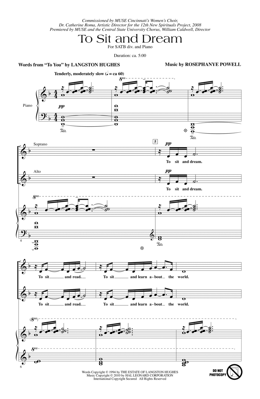 To Sit And Dream To Sit And Dream 4-Part scores gallery preview page 1