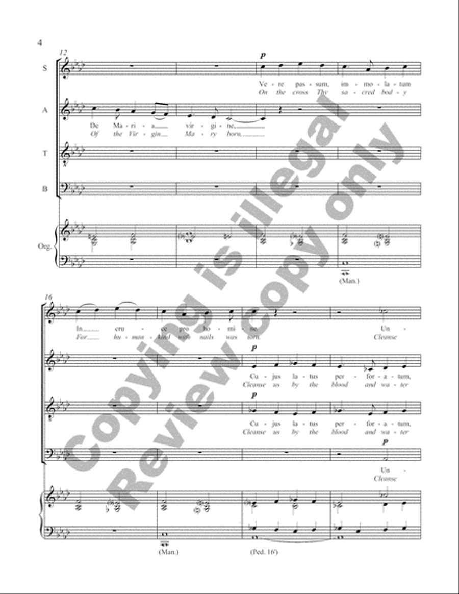 Ave verum Corpus (Jesus, Word of God Incarnate) 4-Part scores gallery preview page 4