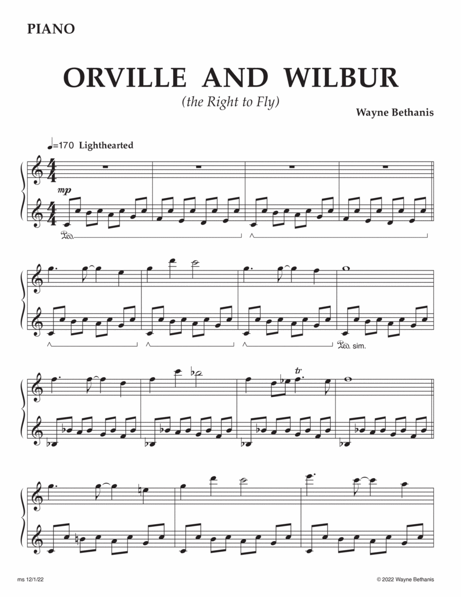 Oroville & Wilbur (The Right To Fly) Piano scores gallery preview page 1