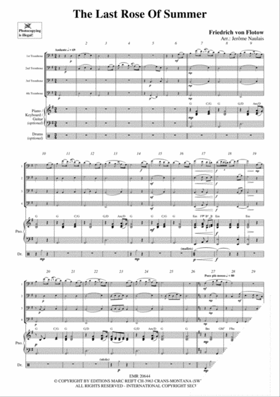 The Last Rose Of Summer Trombone Quartet scores gallery preview page 3