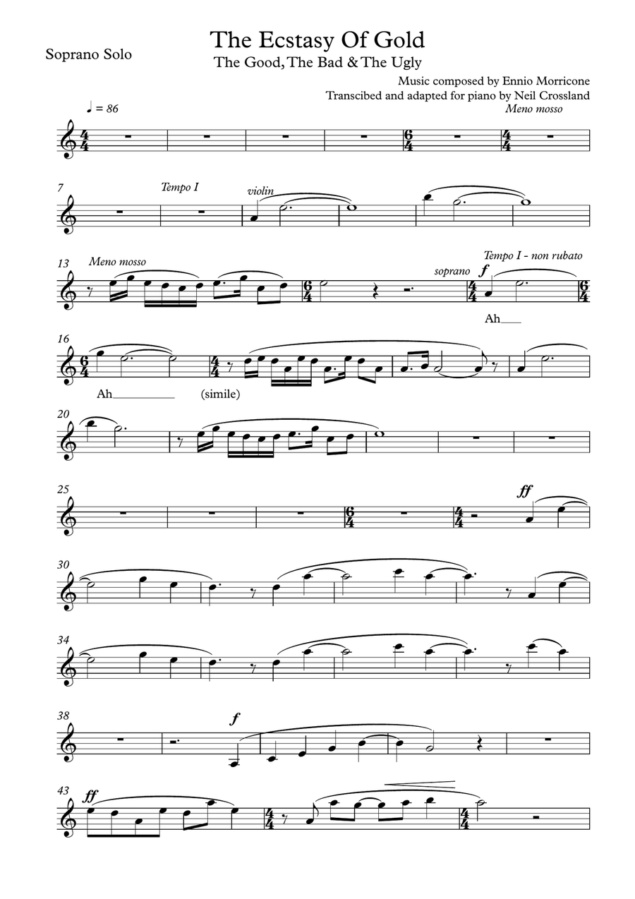 The Ecstasy Of Gold The Ecstasy Of Gold Soprano Voice scores gallery preview page 1