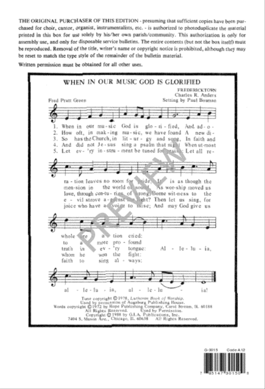 When, in Our Music, God Is Glorified 4-Part scores gallery preview page 12