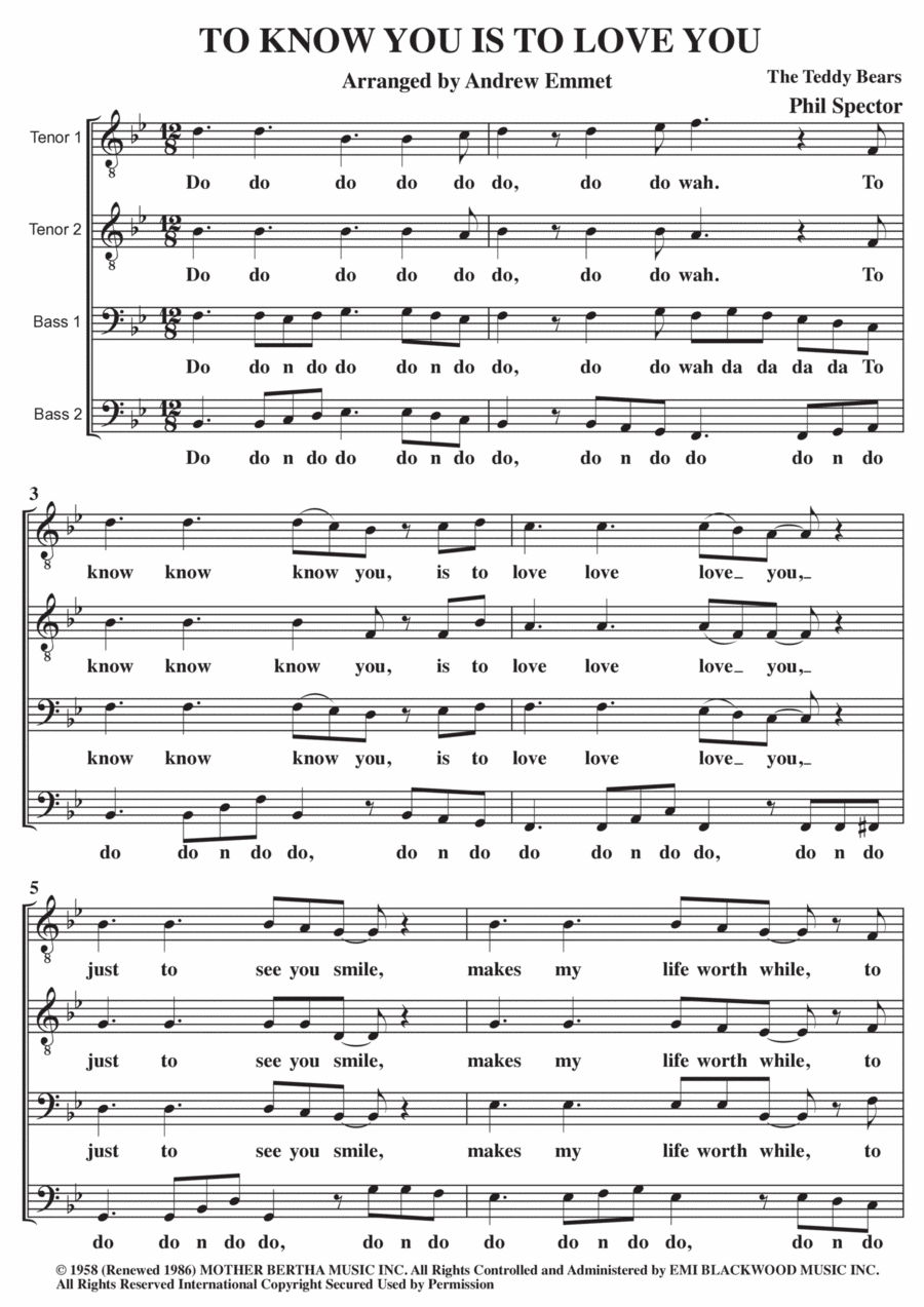 To Know Him Is To Love Him TTBB scores gallery preview page 1