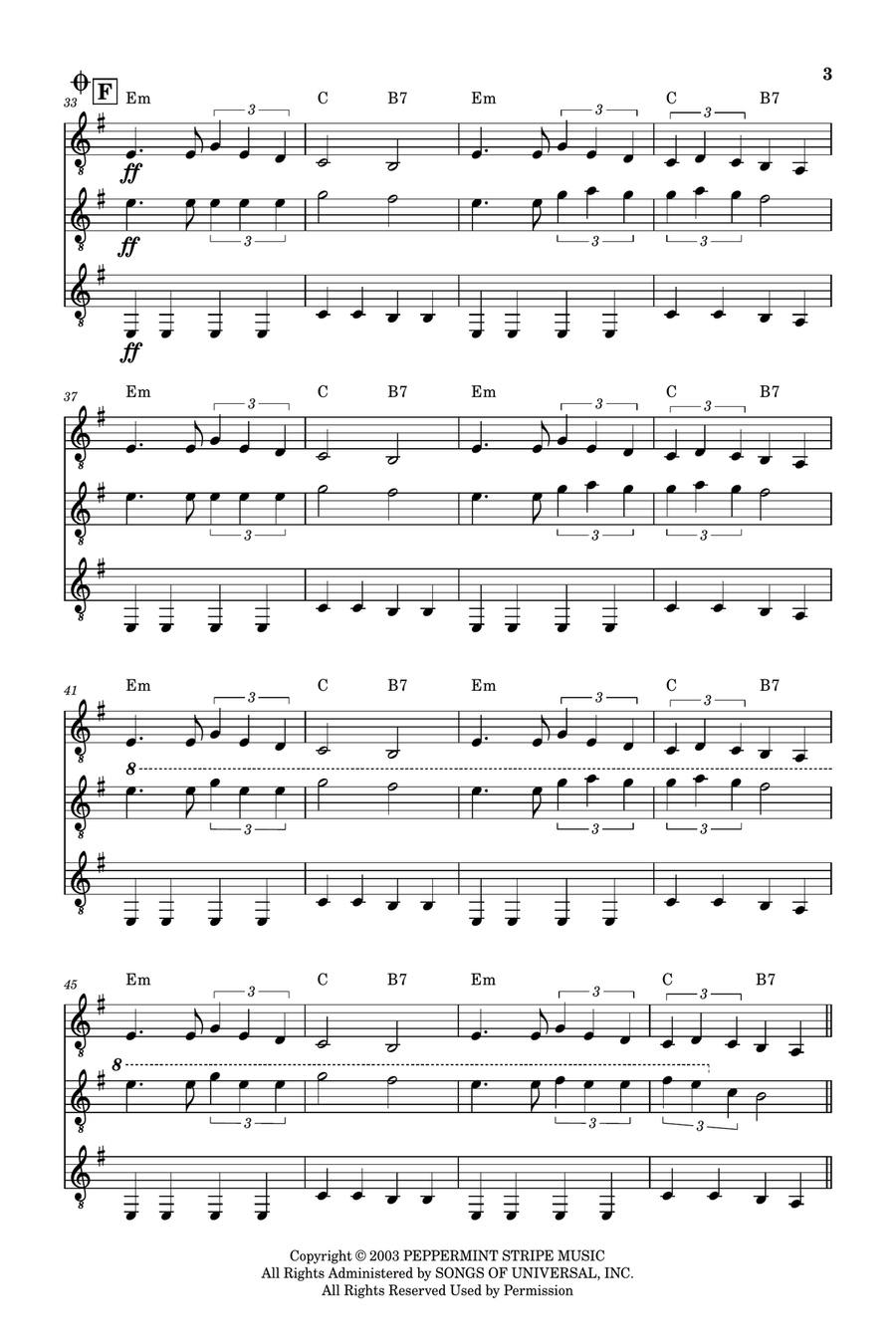 Seven Nation Army Guitar Ensemble scores gallery preview page 3