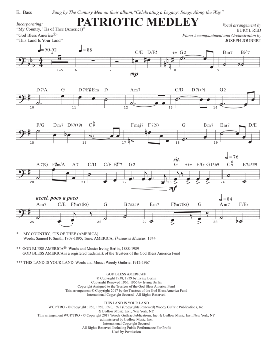 Patriotic Medley - Electric Bass Choir scores gallery preview page 1