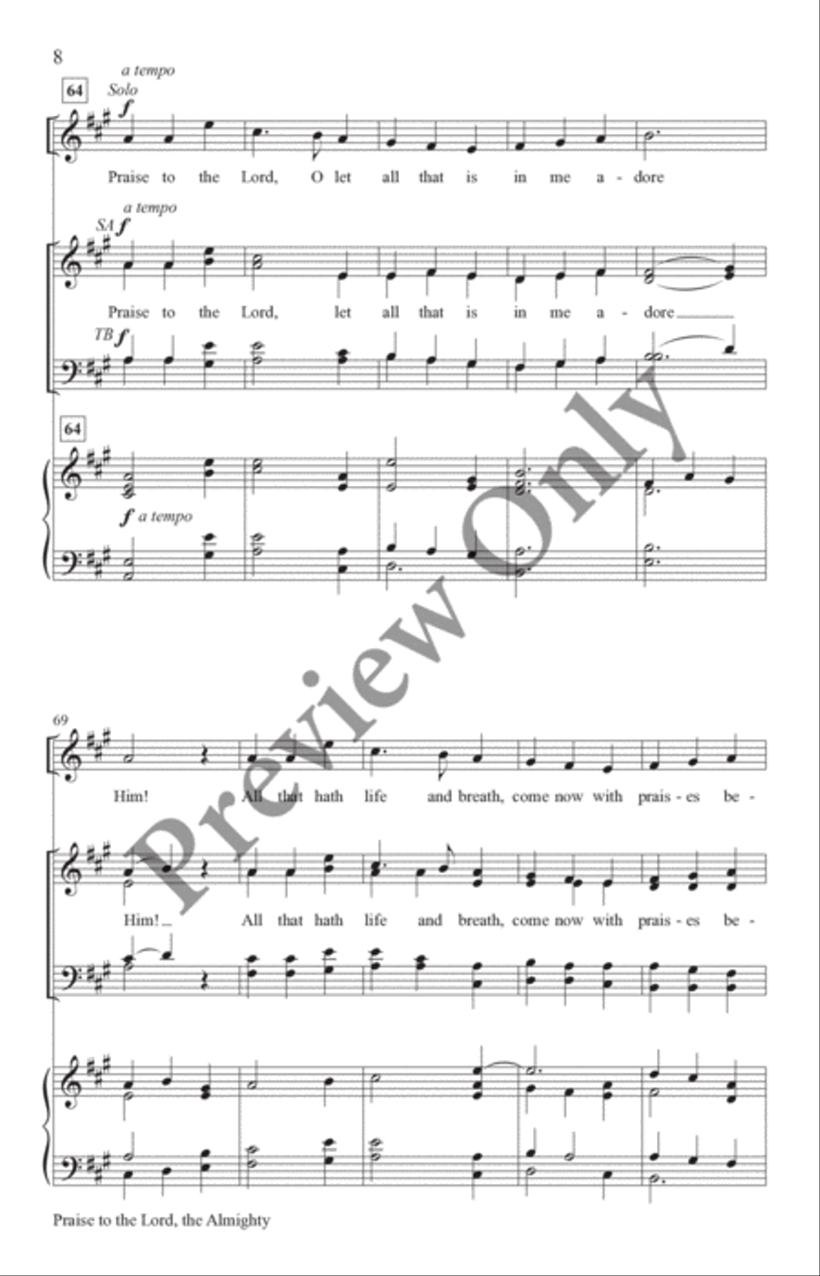 Praise to the Lord, the Almighty 4-Part scores gallery preview page 7