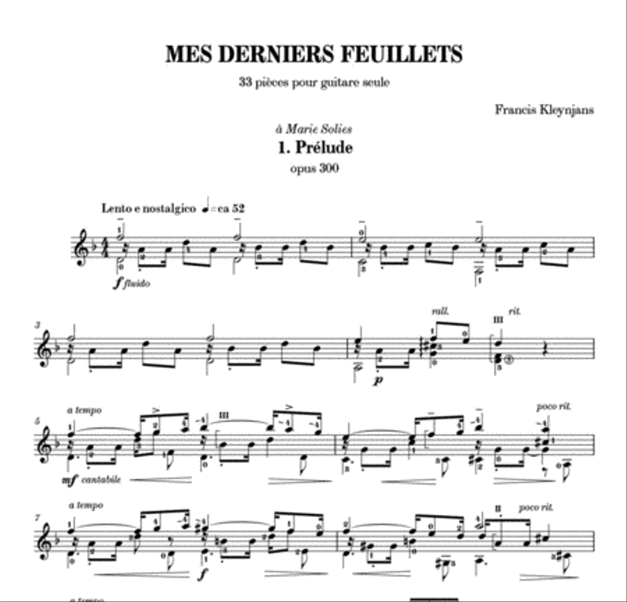 Mes derniers feuillets - 33 pièces Classical Guitar scores gallery preview page 2
