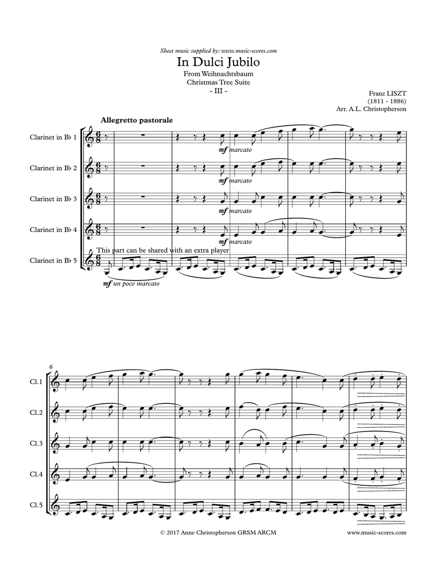 In Dulci Jubilo - 5 Clarinets