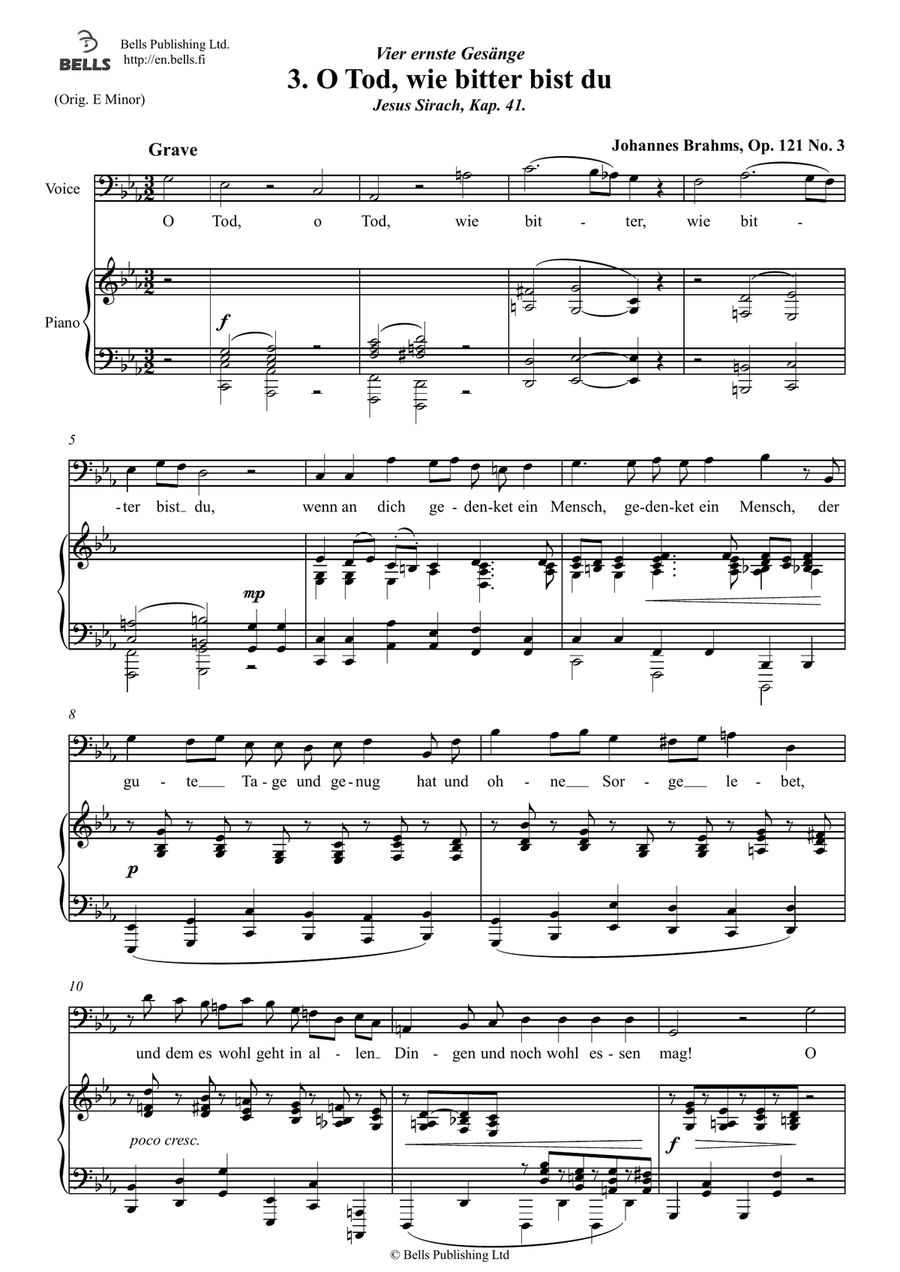 O Tod, wie bitter bist du, Op. 121 No. 3 (C minor)
