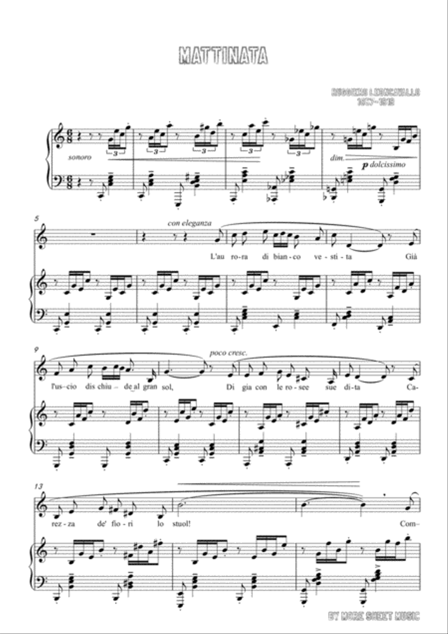 Leoncavallo-Mattinata in C Major,for Voice and Piano Leoncavallo-Mattinata in C Major,for Voice and Piano Voice Solo scores gallery preview page 3