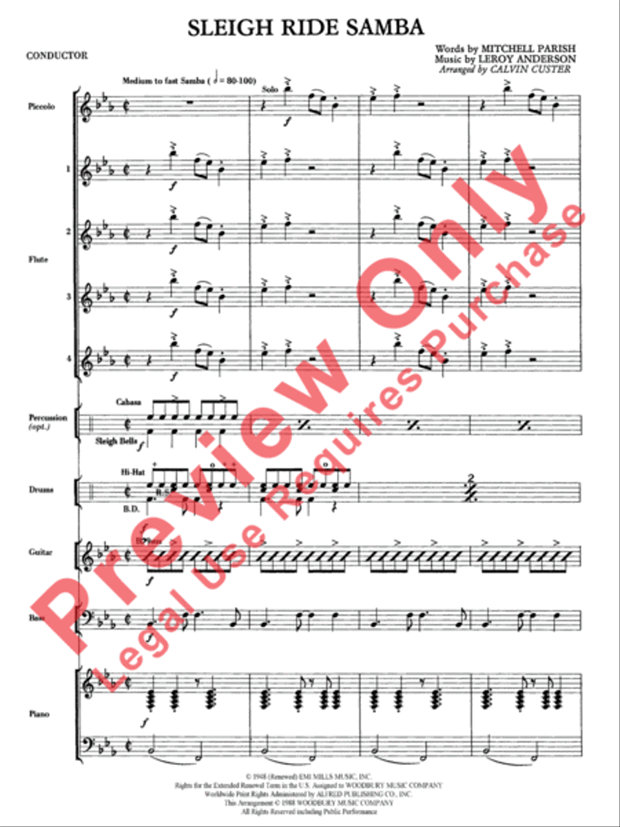 Sleigh Ride Samba Flute Choir scores gallery preview page 2