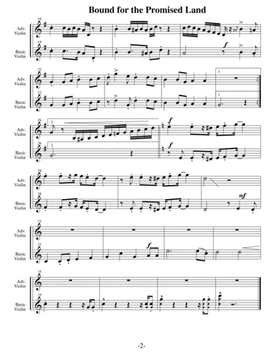 Bound for the Promised Land (Arrangements Level 2-4 for VIOLIN + Written Accomp) image number null