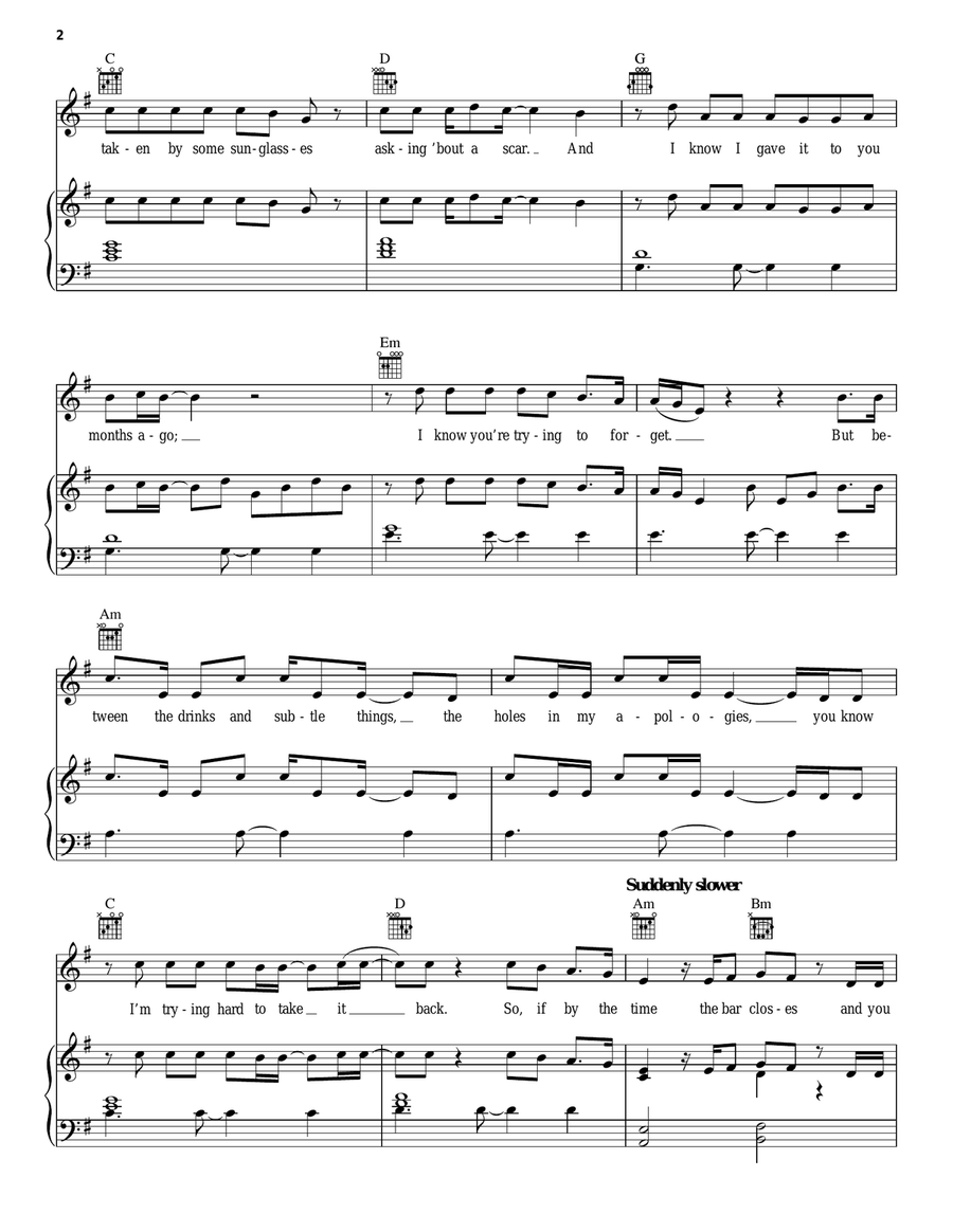 We Are Young Piano, Vocal, Guitar scores gallery preview page 2
