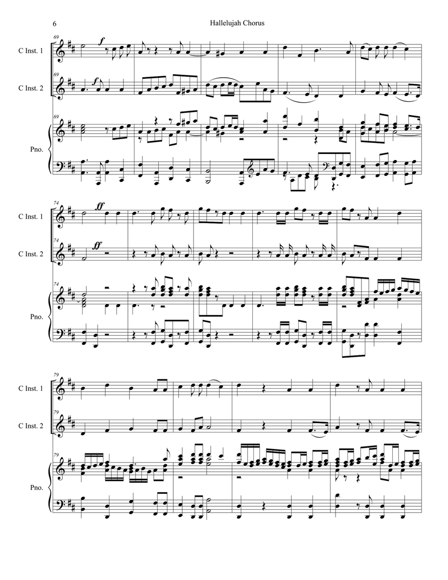 Hallelujah Chorus (Duet for C-Instruments) Flute scores gallery preview page 6