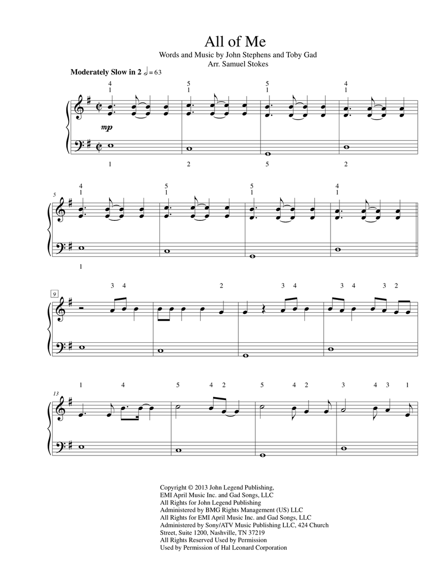All Of Me by John Legend Easy Piano Digital Sheet Music Sheet Music Plus