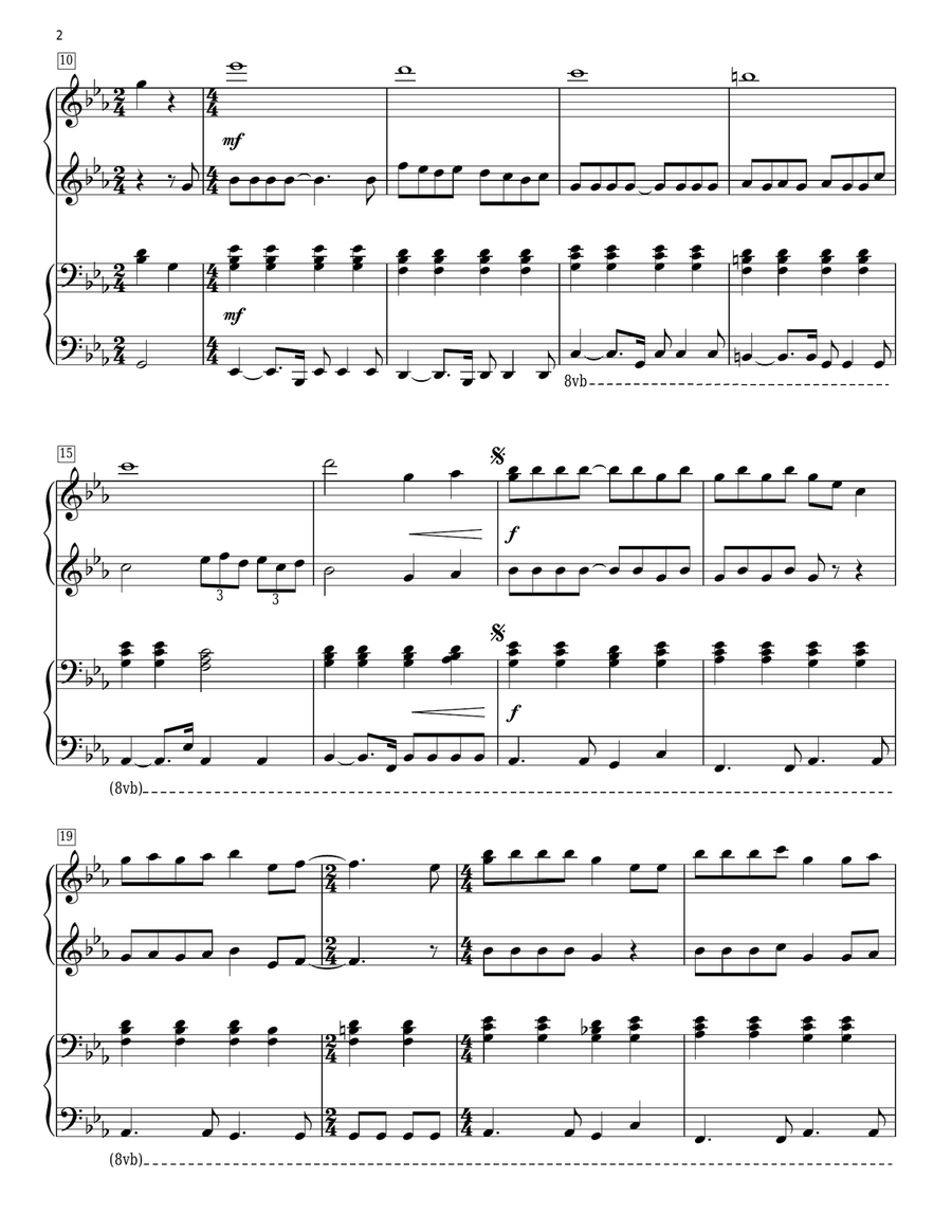 Chasing Pavements Piano Duet scores gallery preview page 2