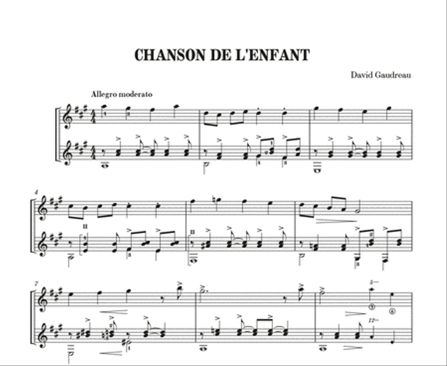 Chanson de l'enfant Classical Guitar scores gallery preview page 2