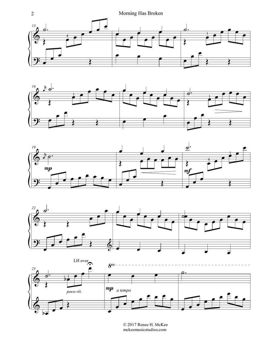 Morning Has Broken Piano Solo scores gallery preview page 2