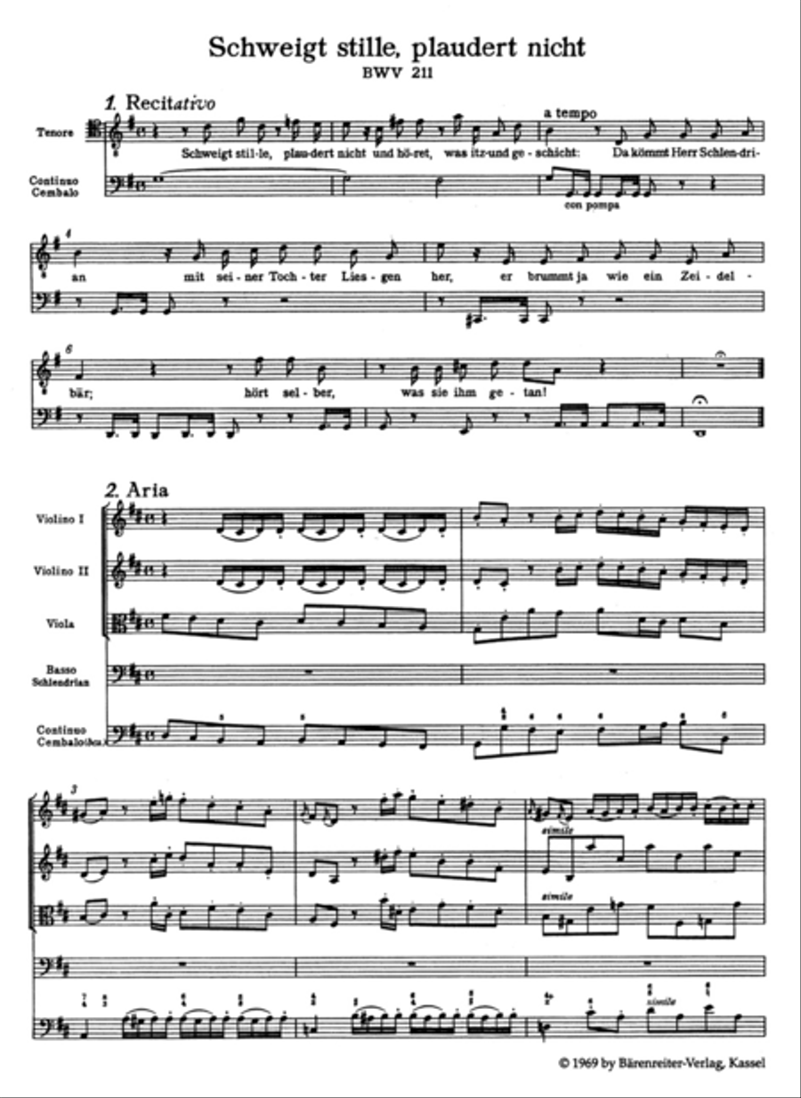 Be silent, not a word BWV 211 'Coffee Cantata' Orchestra scores gallery preview page 2