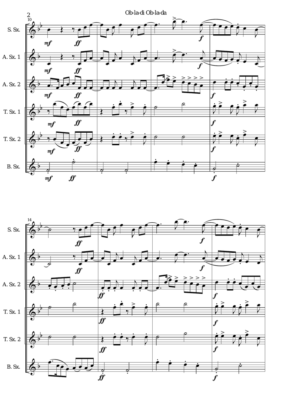 Ob-La-Di, Ob-La-Da Woodwind Quartet scores gallery preview page 2
